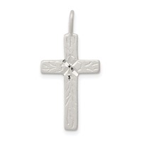 Sterling Silver Diamond-cut Cross Pendant view 1