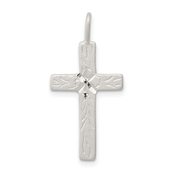 Sterling Silver Diamond-cut Cross Pendant