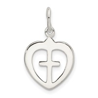 Sterling Silver Cross Heart Charm view 3