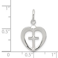 Sterling Silver Cross Heart Charm view 4