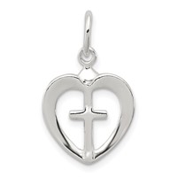 Sterling Silver Cross Heart Charm view 1