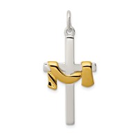 Sterling Silver & Vermeil Draped Cross Pendant view 1