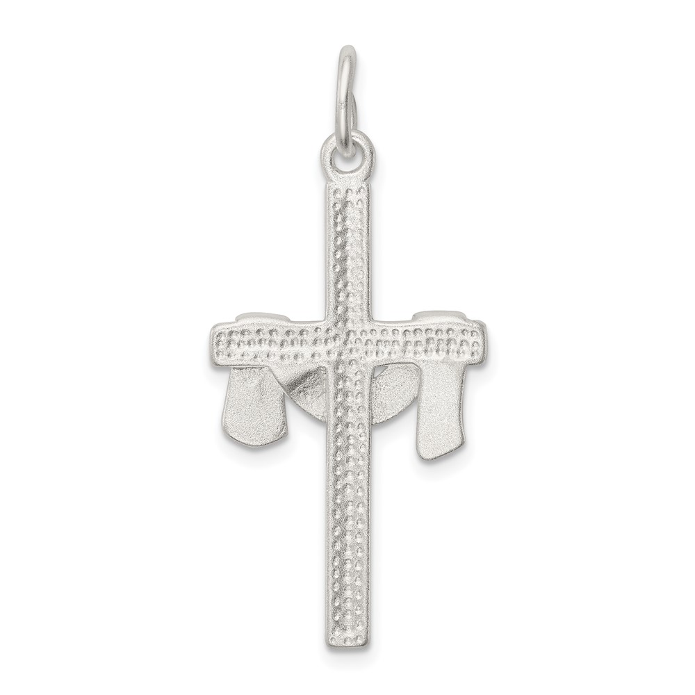 Sterling Silver Satin D/C Draped Cross Charm (QC1906)