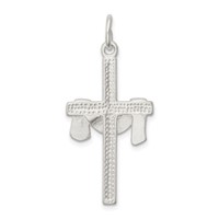 Sterling Silver Satin D C Draped Cross Charm view 4