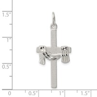 Sterling Silver Satin D C Draped Cross Charm view 3