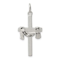 Sterling Silver Satin D C Draped Cross Charm view 1
