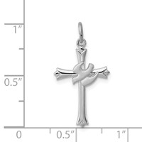 Sterling Silver Platinum-plated Holy Spirit Cross Charm with Dove view 3