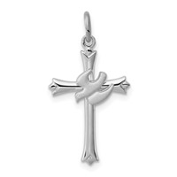 Sterling Silver Platinum-plated Holy Spirit Cross Charm with Dove view 1