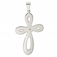 Sterling Silver Rhodium-plated Cross Pendant view 3