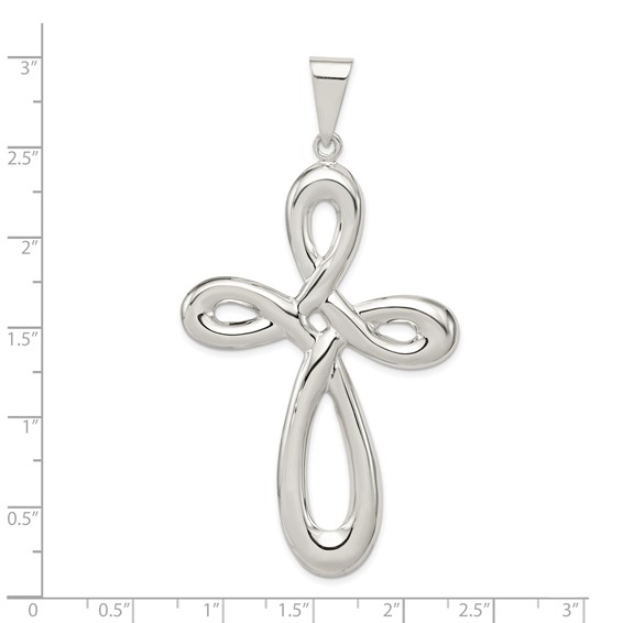 Sterling Silver Rhodium-plated Cross Pendant