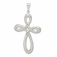 Sterling Silver Rhodium-plated Cross Pendant view 1