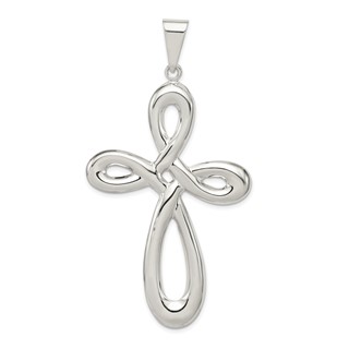 Sterling Silver Rhodium-plated Cross Pendant