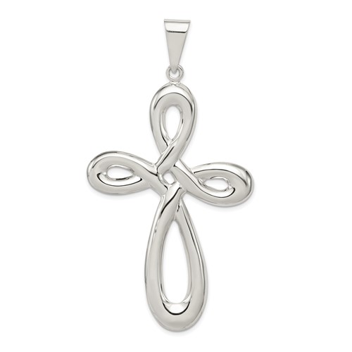 Sterling Silver Rhodium-plated Cross Pendant