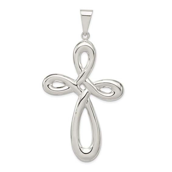 Sterling Silver Rhodium-plated Cross Pendant