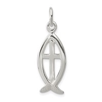 Sterling Silver Ichthus Fish Cross Charm view 1