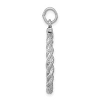 Sterling Silver Rhodium-plated Merry Christmas Rope-Edge Engravable 22mm Round Disc Charm view 2