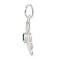 Sterling Silver Clover Charm with Green Glass view 2