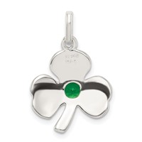 Sterling Silver Clover Charm with Green Glass view 4