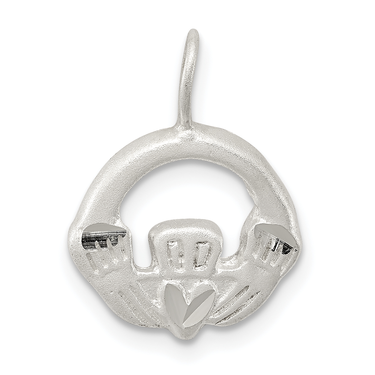 Sterling Silver Satin Claddagh Charm (QC2008)