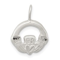 Sterling Silver Satin Claddagh Charm view 1