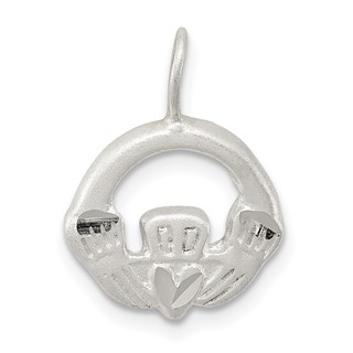 Sterling Silver Satin Claddagh Charm