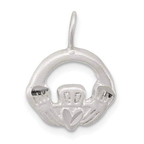 Sterling Silver Satin Claddagh Charm