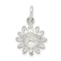 Sterling Silver Diamond-cut Sunflower Charm view 4
