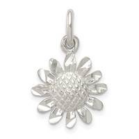 Sterling Silver Diamond-cut Sunflower Charm view 1