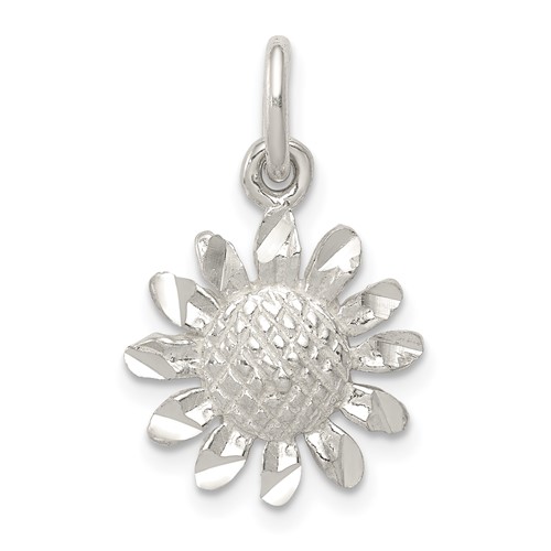 Sterling Silver Diamond-cut Sunflower Charm