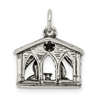 Sterling Silver Antiqued Manger Charm view 4