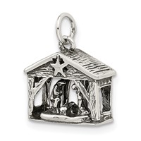 Sterling Silver Antiqued Manger Charm view 2
