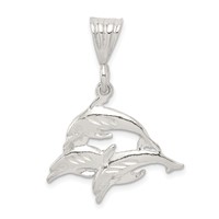 Sterling Silver Trio of Dolphins Pendant view 1