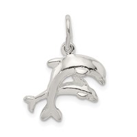 Sterling Silver Dolphins Charm view 1
