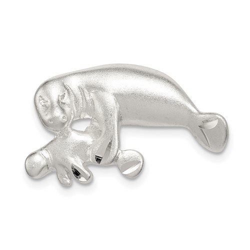 Sterling Silver Manatee Charm with Baby