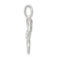 Sterling Silver Satin Diamond-cut Mermaid Charm view 2
