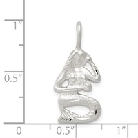 Sterling Silver Satin Diamond-cut Mermaid Charm view 4