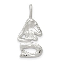 Sterling Silver Satin Diamond-cut Mermaid Charm view 1
