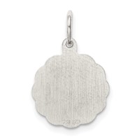 Sterling Silver Rhodium-plated Wedding Bells Engravable 13mm Scalloped Disc Charm view 4