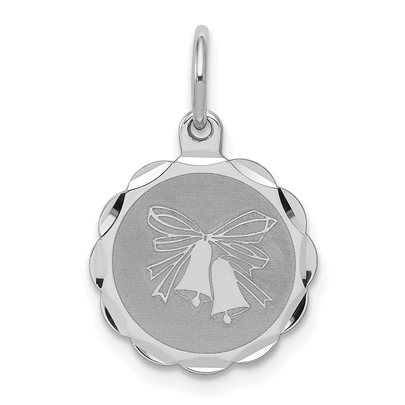 Sterling Silver Rhodium-plated Wedding Bells Disc Charm (QC2075)
