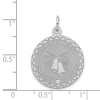 Sterling Silver Rhodium-plated Wedding Bells Engravable 20mm Disc Charm view 3
