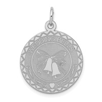 Sterling Silver Rhodium-plated Wedding Bells Engravable 20mm Disc Charm view 1