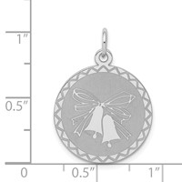 Sterling Silver Rhodium-plated Wedding Bells Engravable 20mm Disc Charm view 3