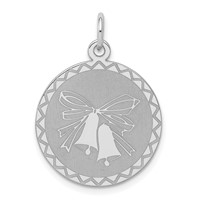 Sterling Silver Rhodium-plated Wedding Bells Engravable 20mm Disc Charm view 1