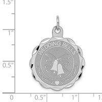 Sterling Silver Rhodium-plated Wedding Bells Disc Charm view 3