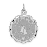 Sterling Silver Rhodium-plated Wedding Bells Disc Charm view 1