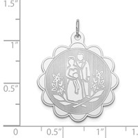 Sterling Silver Rhodium-plated Bride & Groom Disc Charm view 3