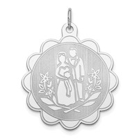 Sterling Silver Rhodium-plated Bride & Groom Disc Charm view 1