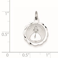 Sterling Silver Rhodium-plated Bridesmaid Disc Charm view 2