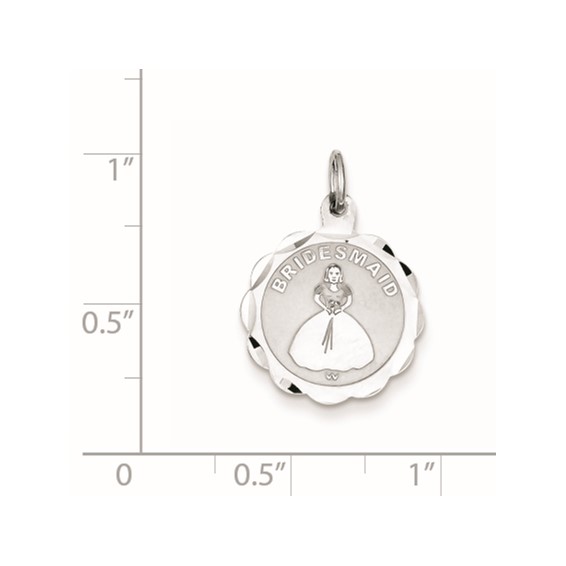 Sterling Silver Rhodium-plated Bridesmaid Disc Charm