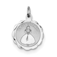 Sterling Silver Rhodium-plated Bridesmaid Disc Charm view 1